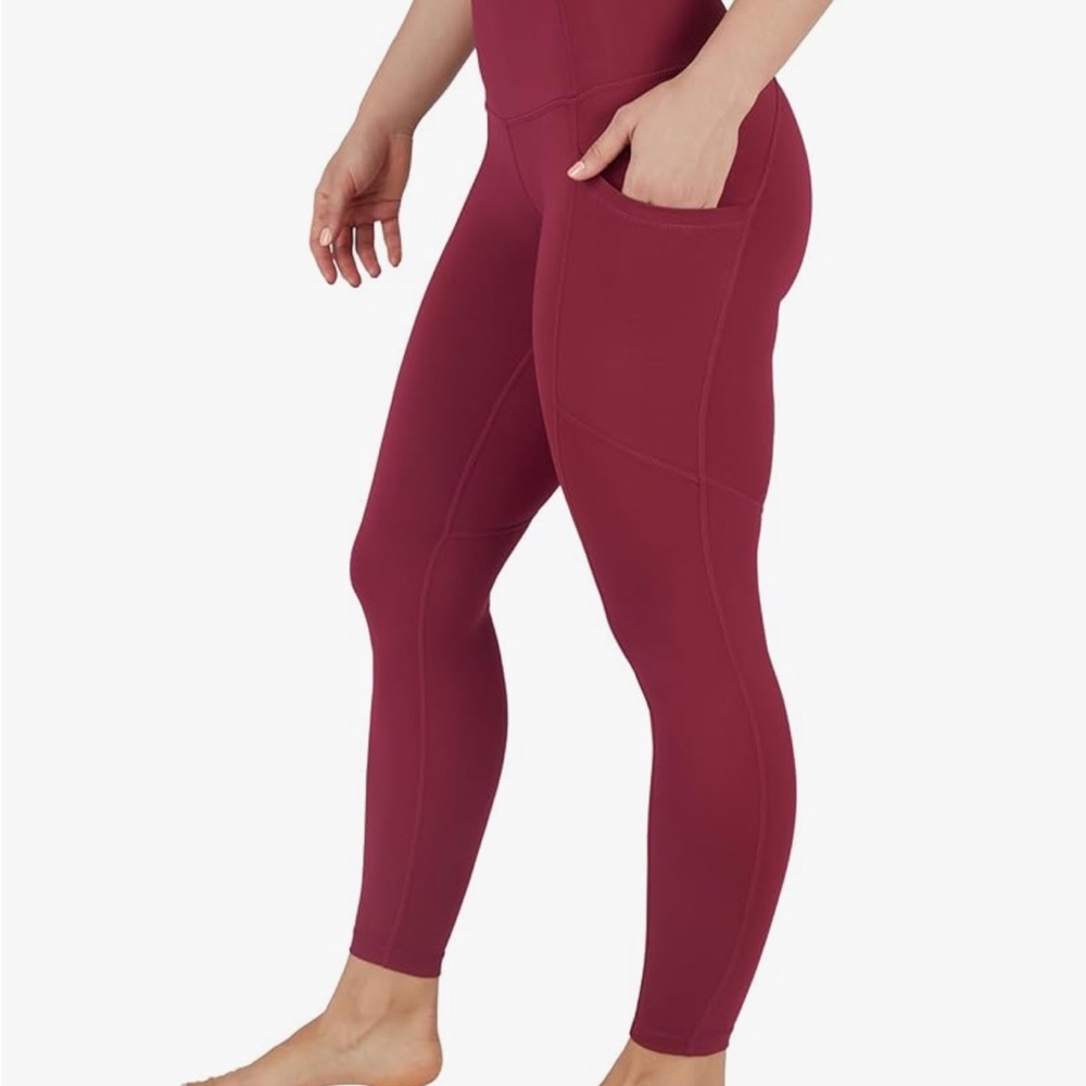 NWT Burgundy High-Waist Leggings with side pockets